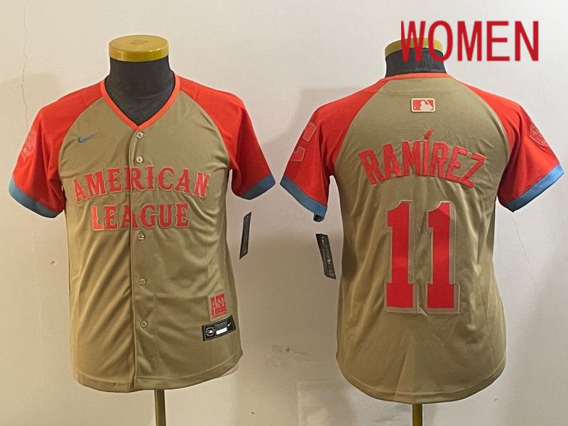 Women Cleveland Indians 11 Ramirez Orange All star 2024 Nike MLB Jersey style 5
